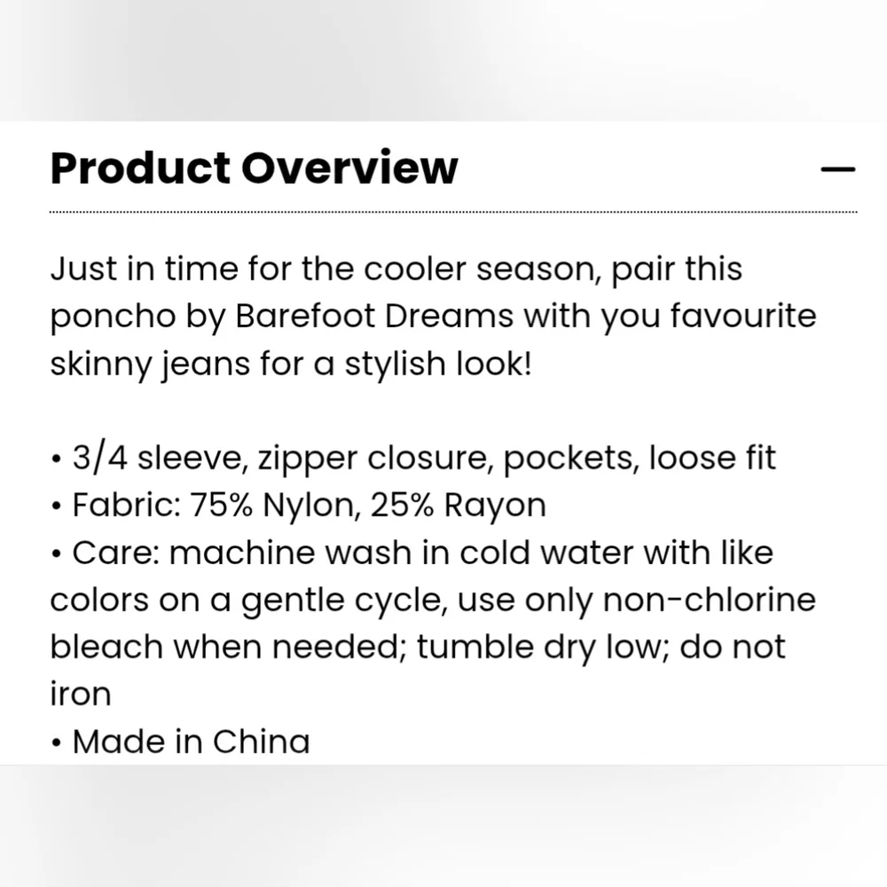 Barefoot Dreams Cozy Chic Lite Half Zip Poncho Pullover Small/Medium - Picture 10 of 10